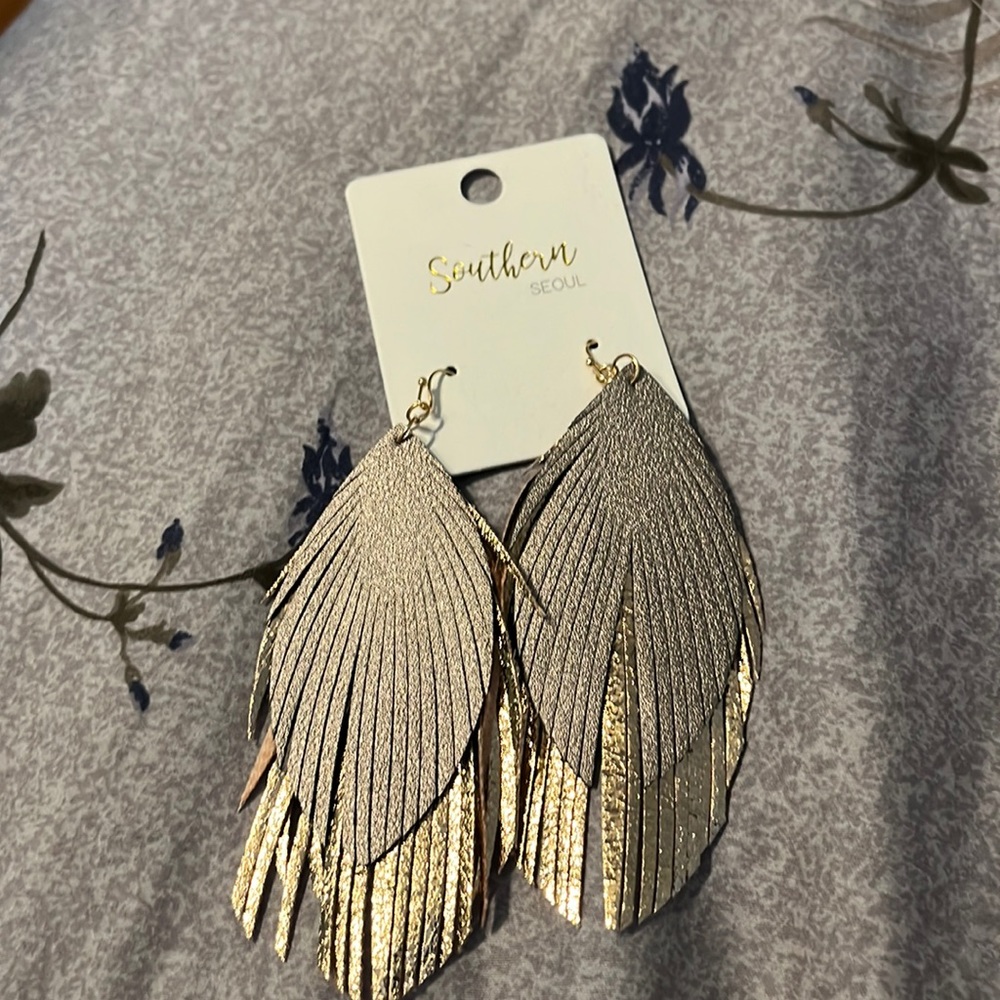 Leatherish material earrings